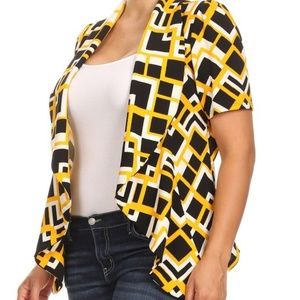 Black and yellow print blazer